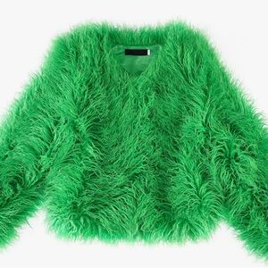 Vibrant Green Fuzzy Soft Warm Coat